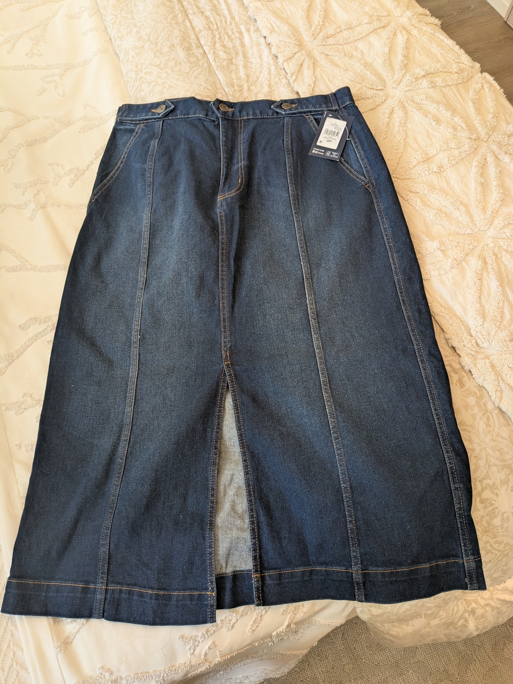 Chaps Dark Blue Straight Denim Skirt